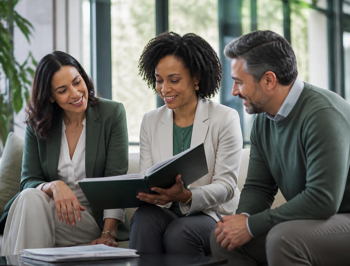 Professionals reviewing an accreditation portfolio