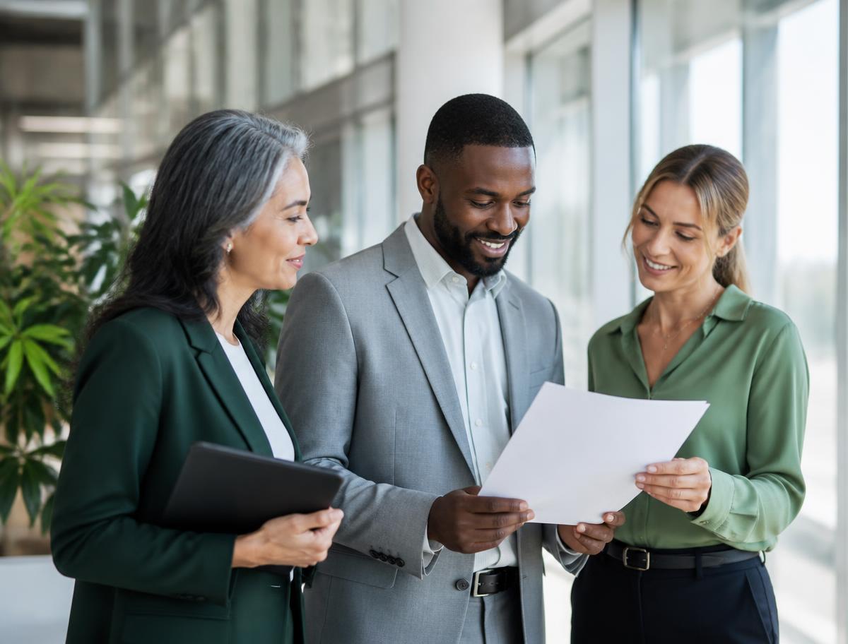 Professionals reviewing accreditation evidence